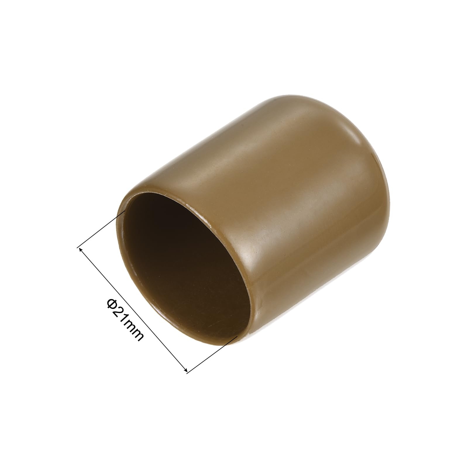 20pcs Rubber End Caps 21mm ID Vinyl PVC Round Tube Bolt Cap Cover Screw Thread Protectors Light Brown