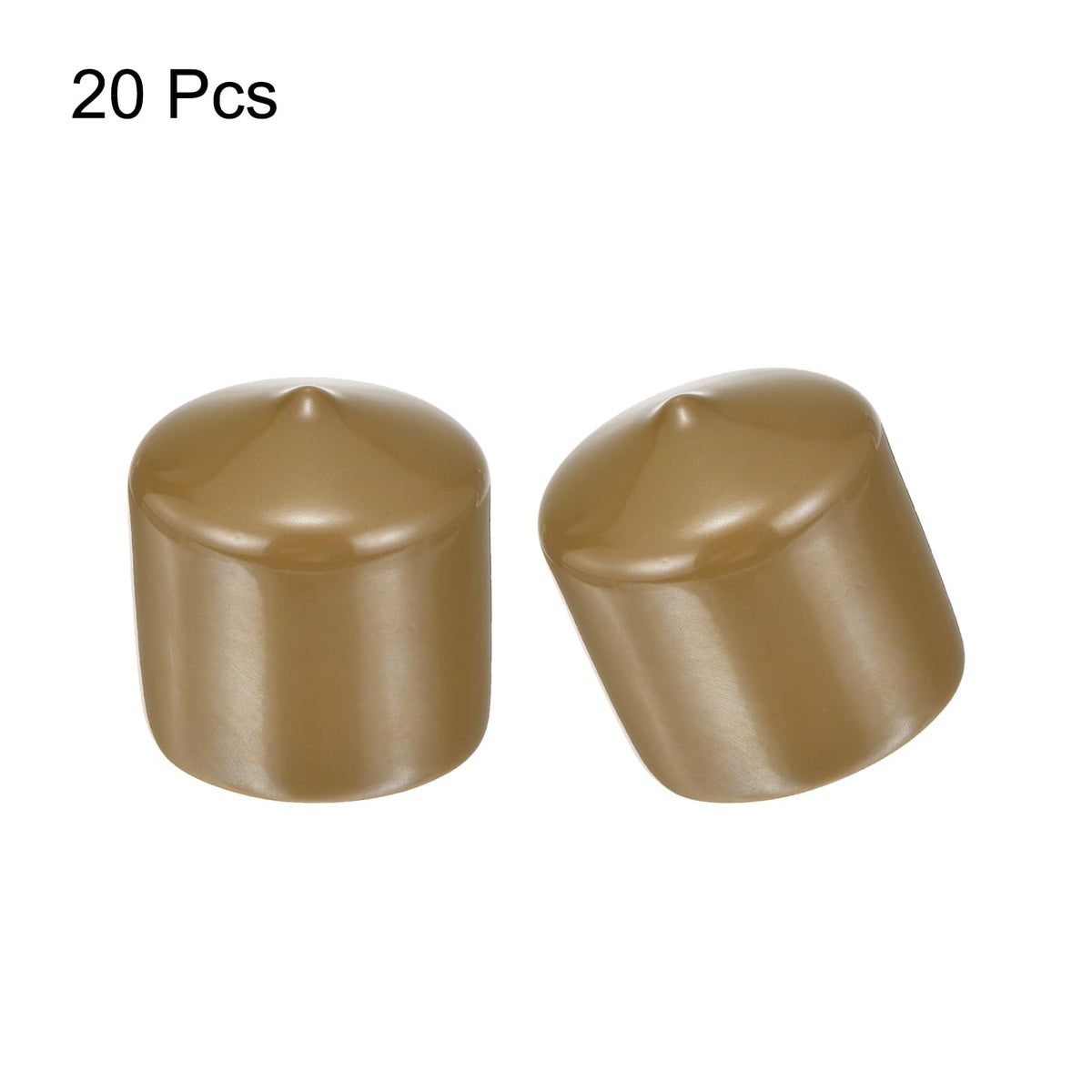 20pcs Rubber End Caps 36mm ID Vinyl PVC Round Tube Bolt Cap Cover Screw Thread Protectors Light Brown