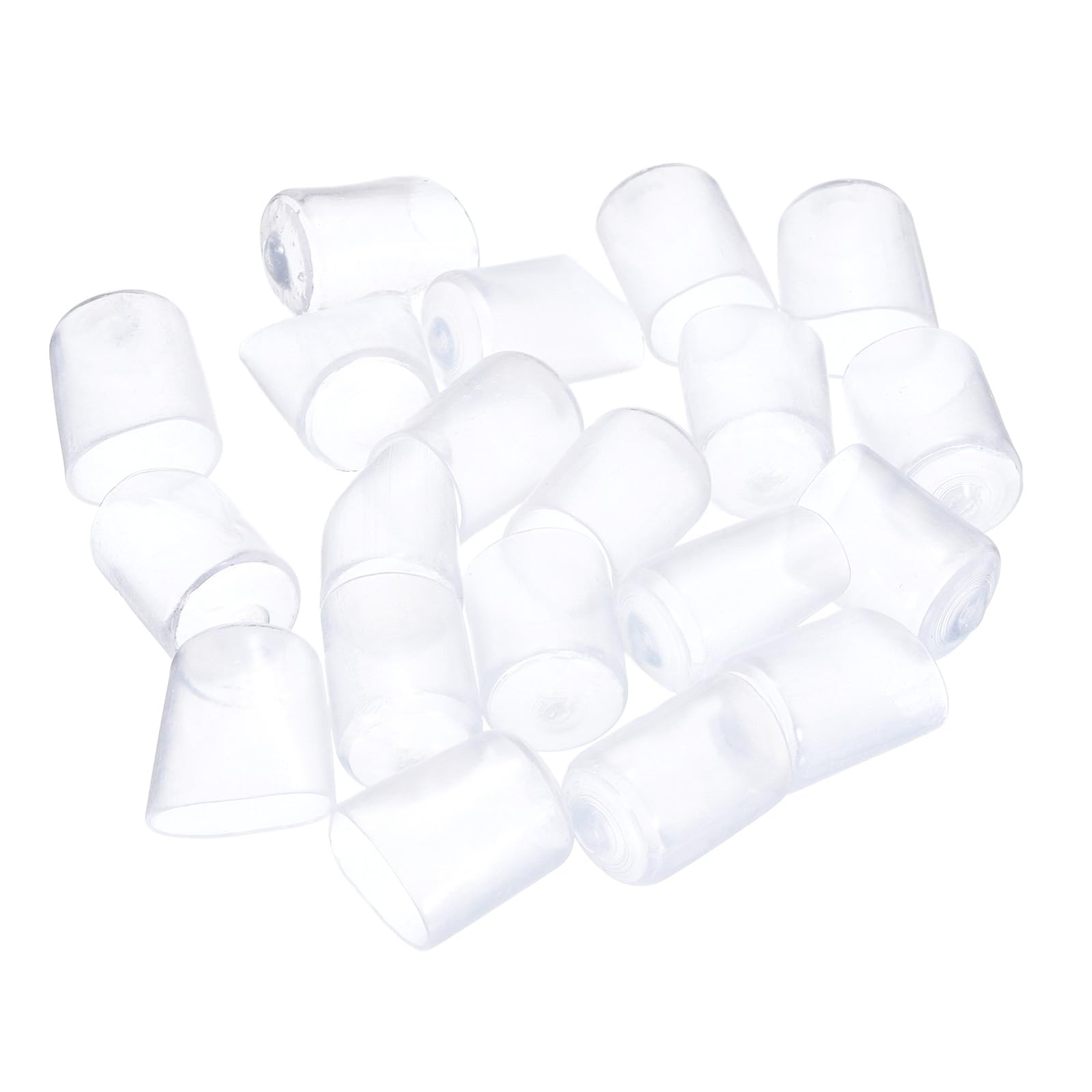 20pcs Rubber End Caps 15mm ID Vinyl PVC Round Tube Bolt Cap Cover Screw Thread Protectors Clear