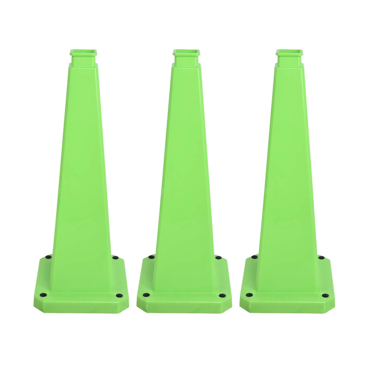 3 Pack 36 Inch Solid Green Traffic Cone