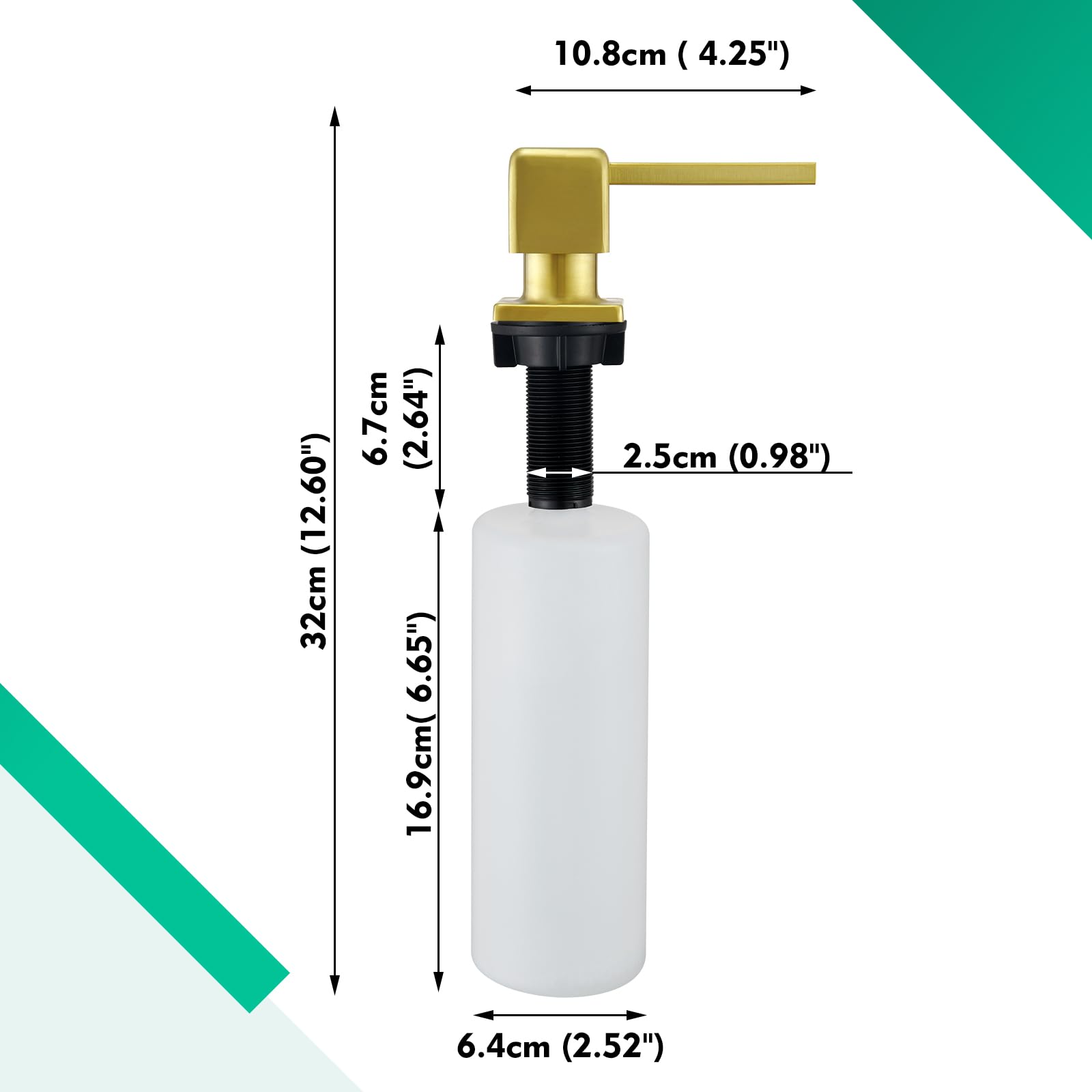 Brushed Gold Soap Dispenser for Kitchen Sink