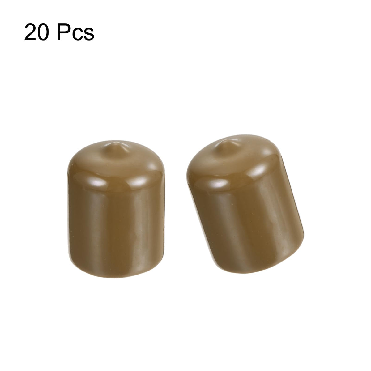 20pcs Rubber End Caps 21mm ID Vinyl PVC Round Tube Bolt Cap Cover Screw Thread Protectors Light Brown