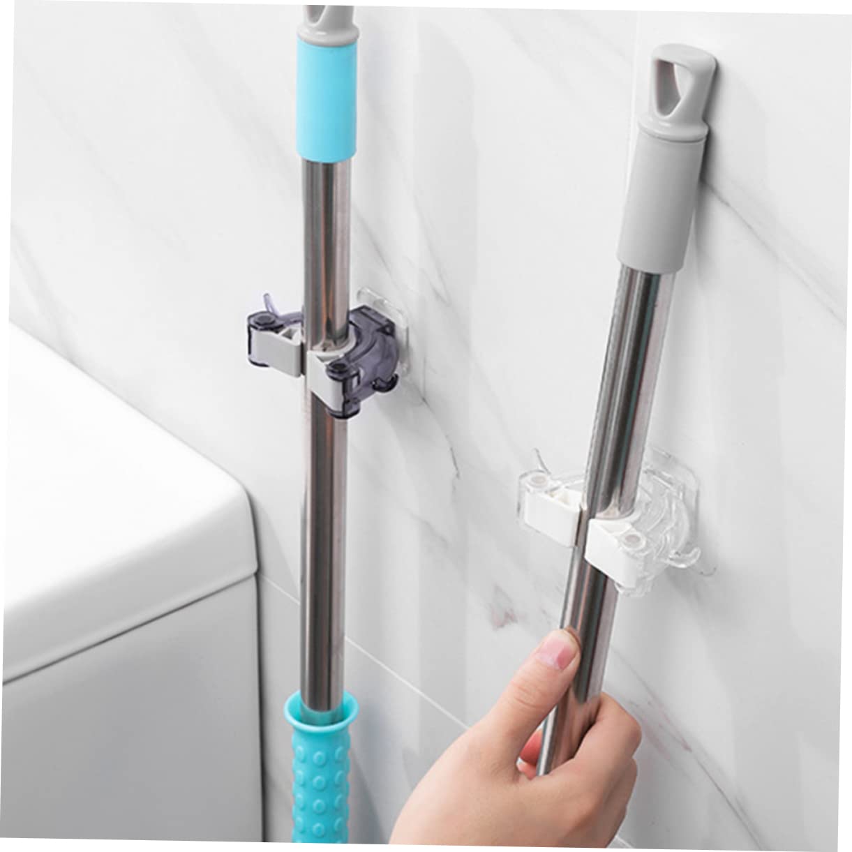 2pcs Mop Holder Clip Broom Hanger Wall Mount Mop Organizers Broom Hangers for Wall Bathroom Organizer