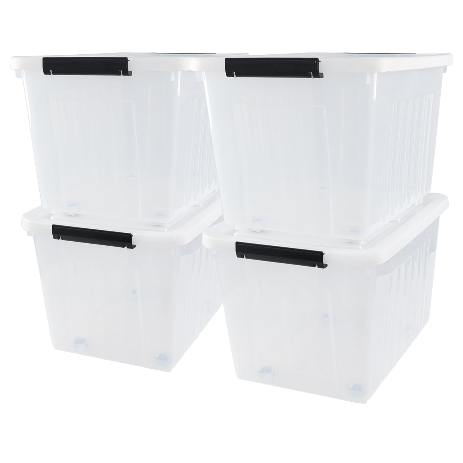 Clear Plastic Storage Bins With Lids and Wheels (4 Count)