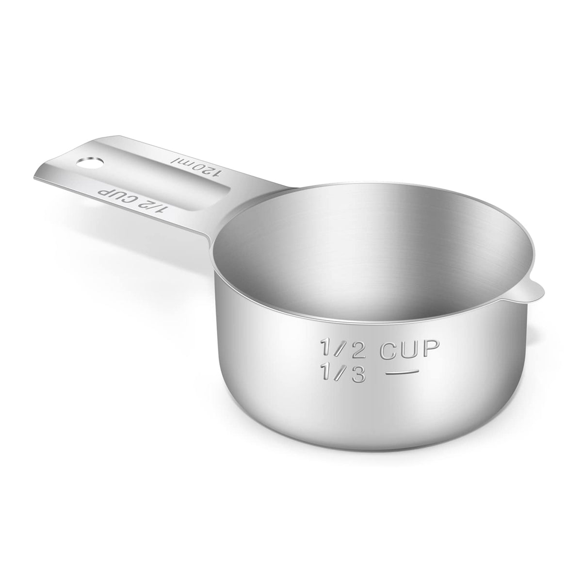 1PCS 1/2CUP(120ml, 4oz) Measuring Cup, 18/8 Stainless Steel Measure Scoop