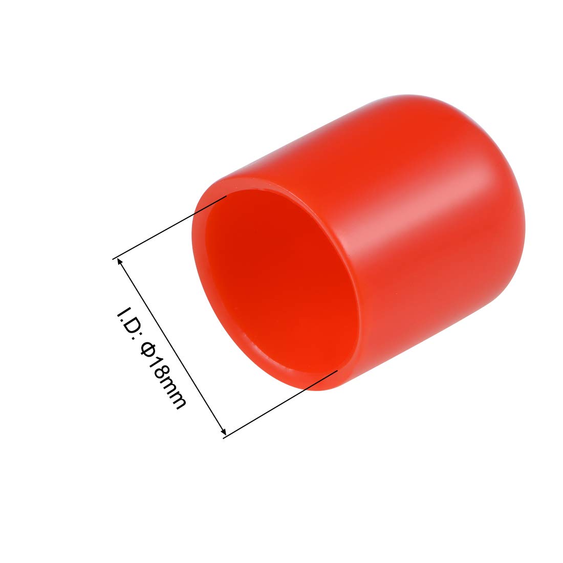 20pcs Rubber End Caps 18mm ID Vinyl Round Tube Bolt Cap Cover Thread Protectors Red (20 Count)
