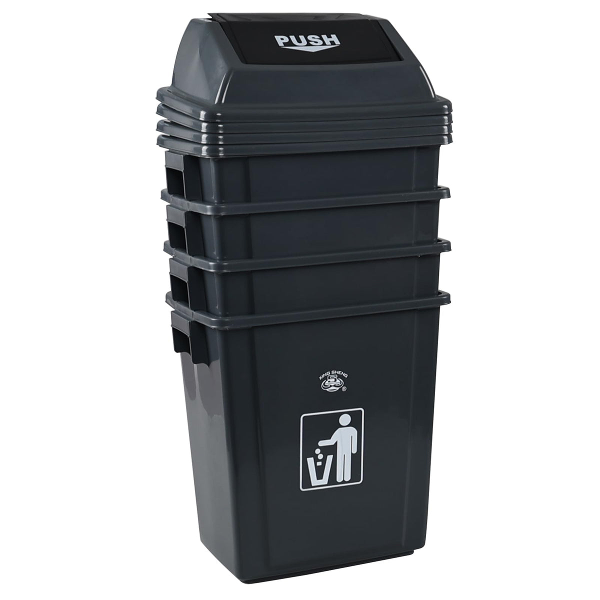 6 Gallon Office Trash Can with Swing Top Lid (4 Count)