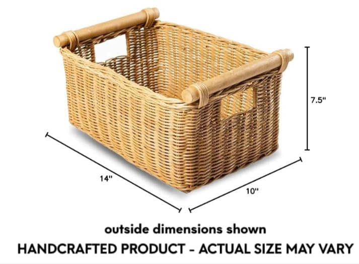 Pole Handle Wicker Storage Basket
