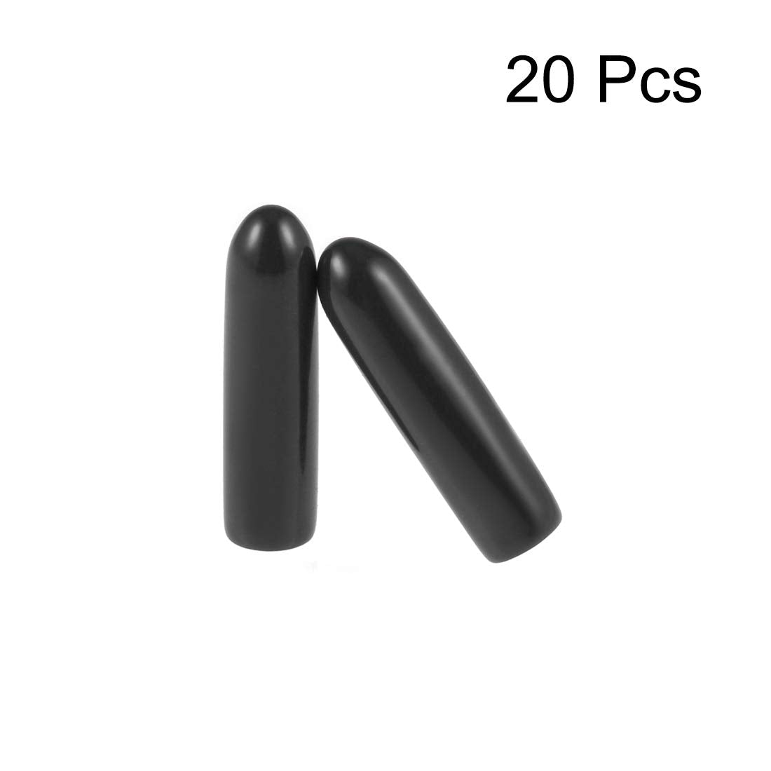 20pcs Rubber End Caps 2mm ID Vinyl Round Tube Bolt Cap Cover Thread Protectors Black (20 Count)