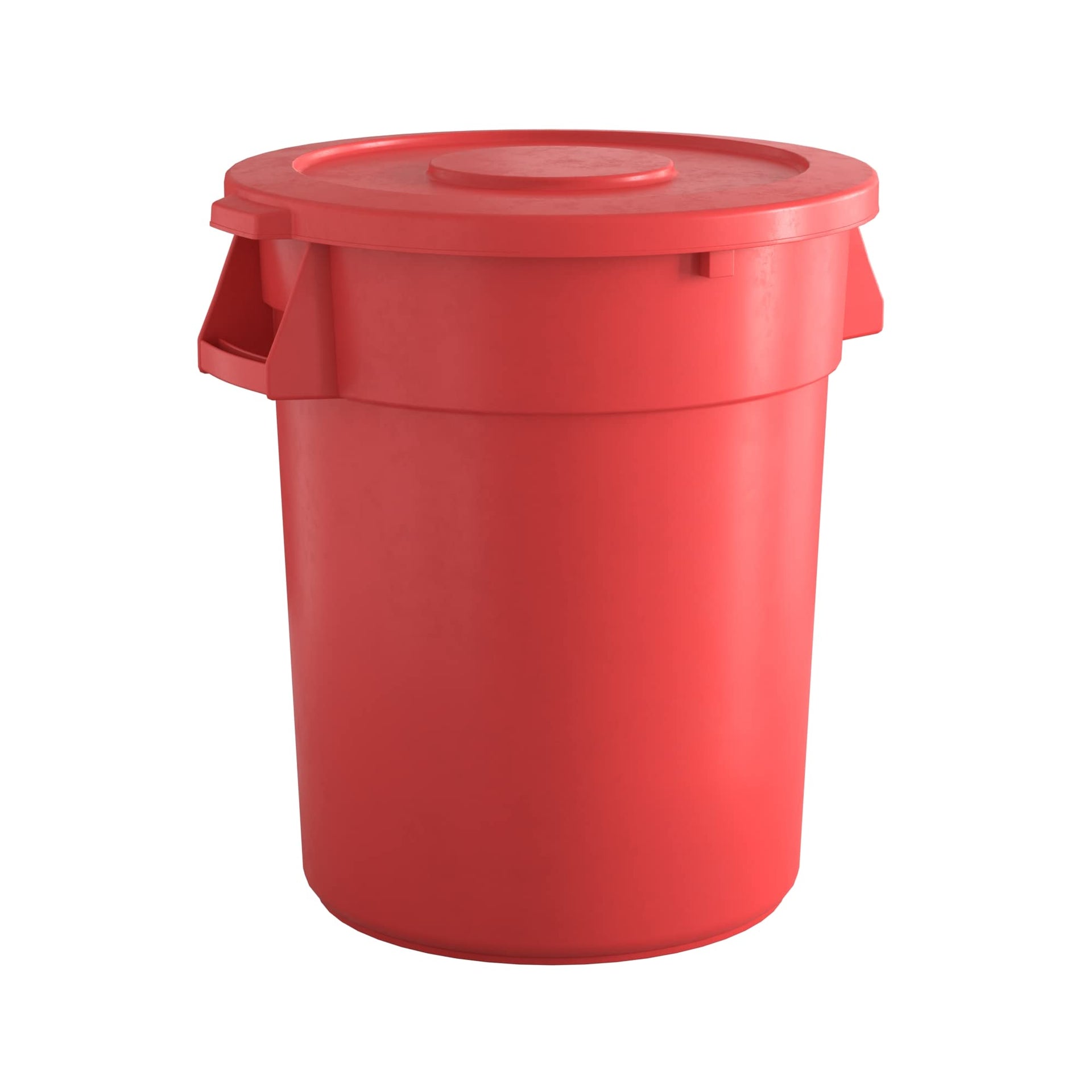 32 Gallon Red Round Commercial Trash Can with Lid