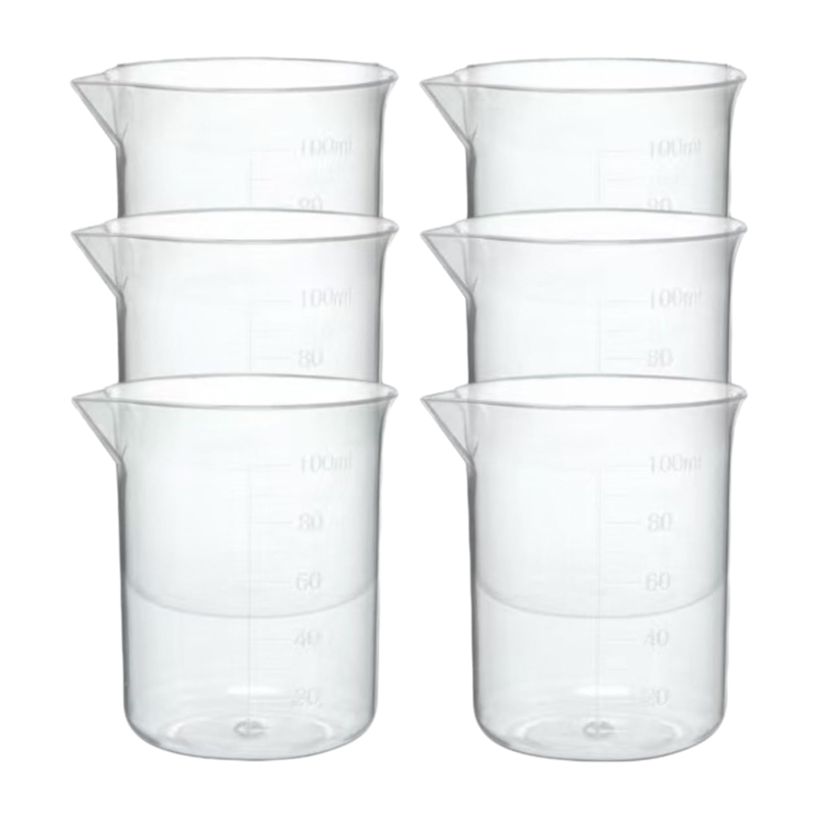6PCS 100ml Plastic Lab Beakers