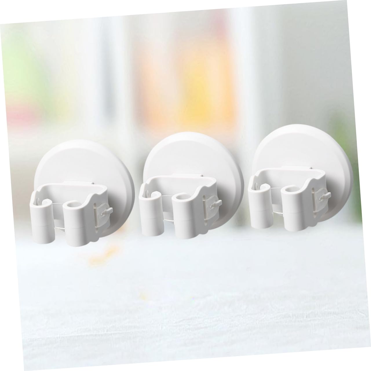 3pcs Mop Broom Holder Wall Mount No Drilling Suction Cup Clamp for Cleaning Tools