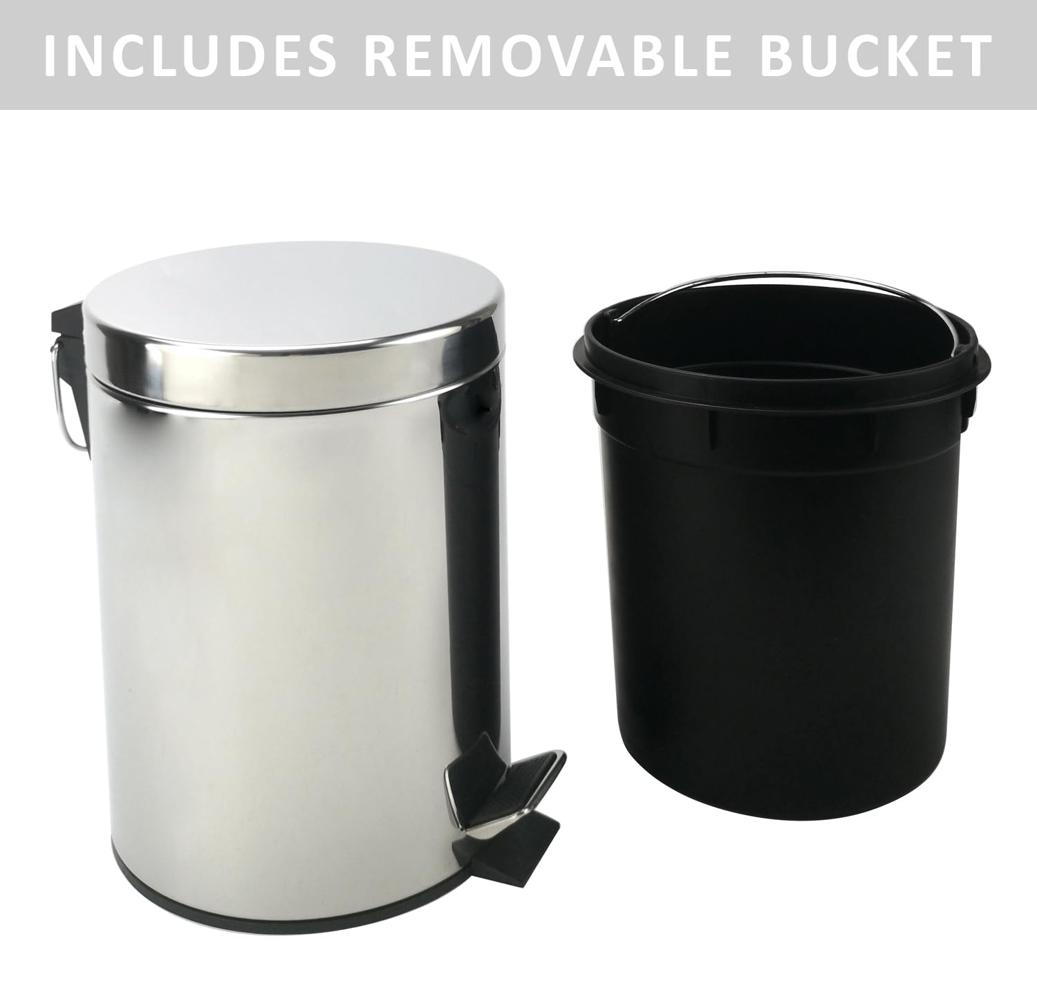 Stainless Steel Small Trash Can with Lid & Step Pedal