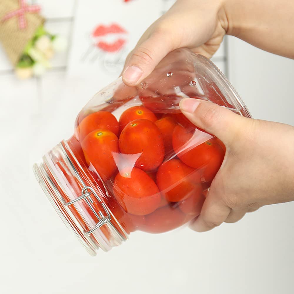 32oz Glass Food Storage Jars with Airtight Clamp Lids (32 Count)
