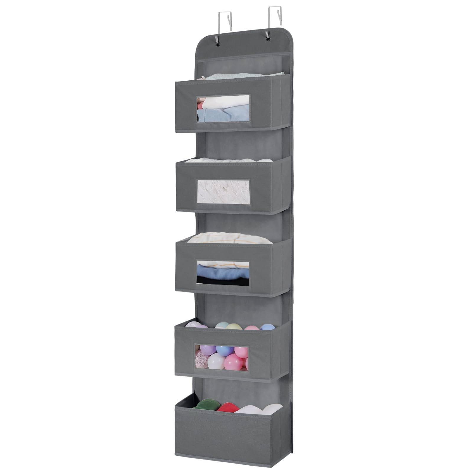5 Shelf Over The Door Hanging Organizer with 2 Metal Hooks