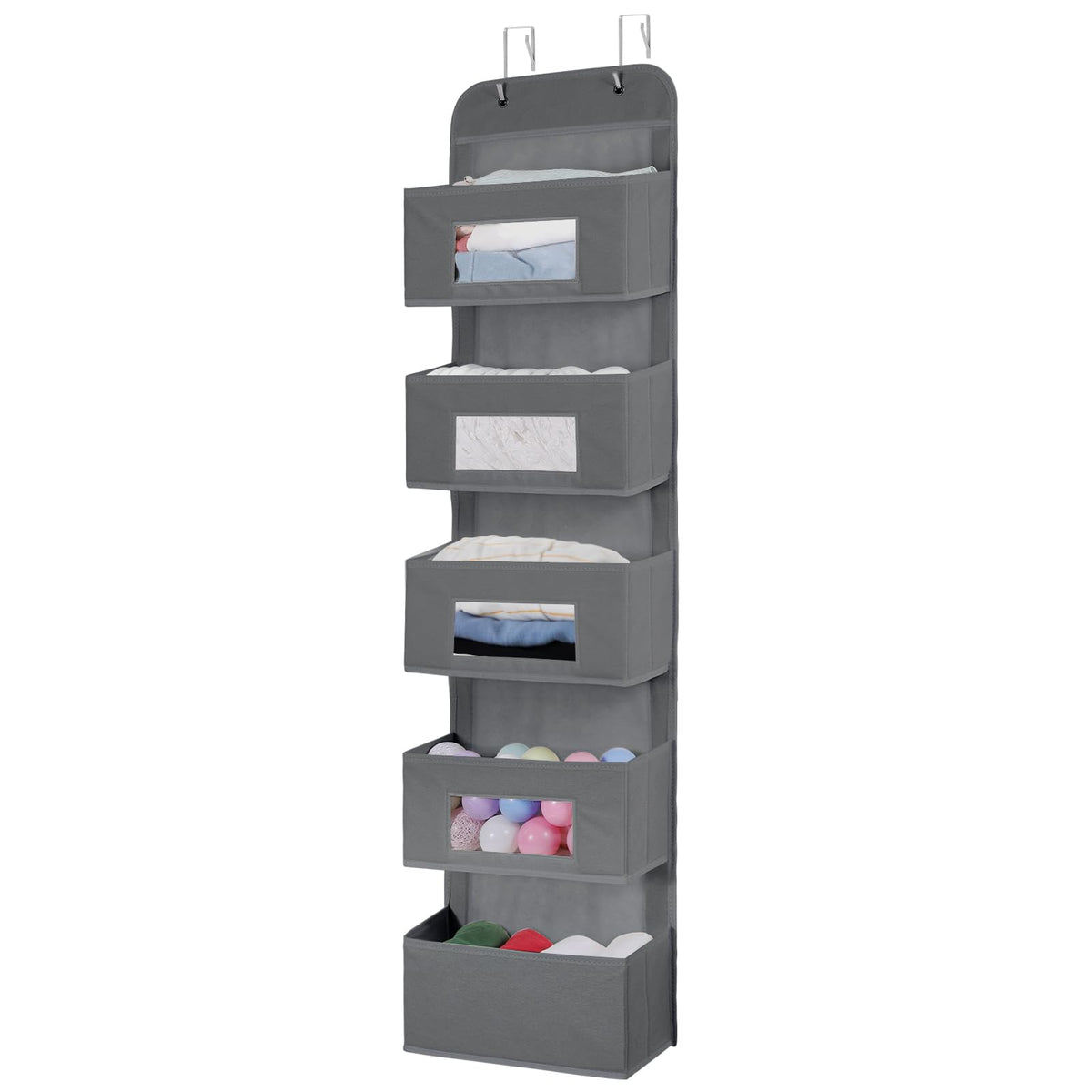 5 Shelf Over The Door Hanging Organizer with 2 Metal Hooks