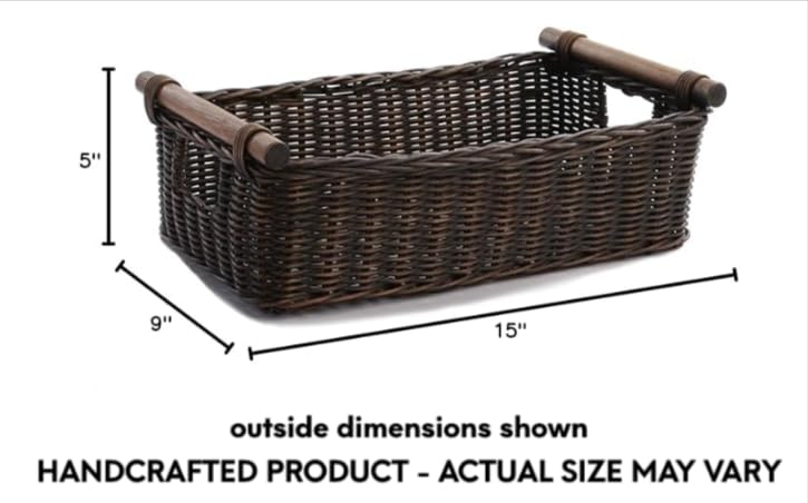 Low Pole Handle Wicker Storage Basket
