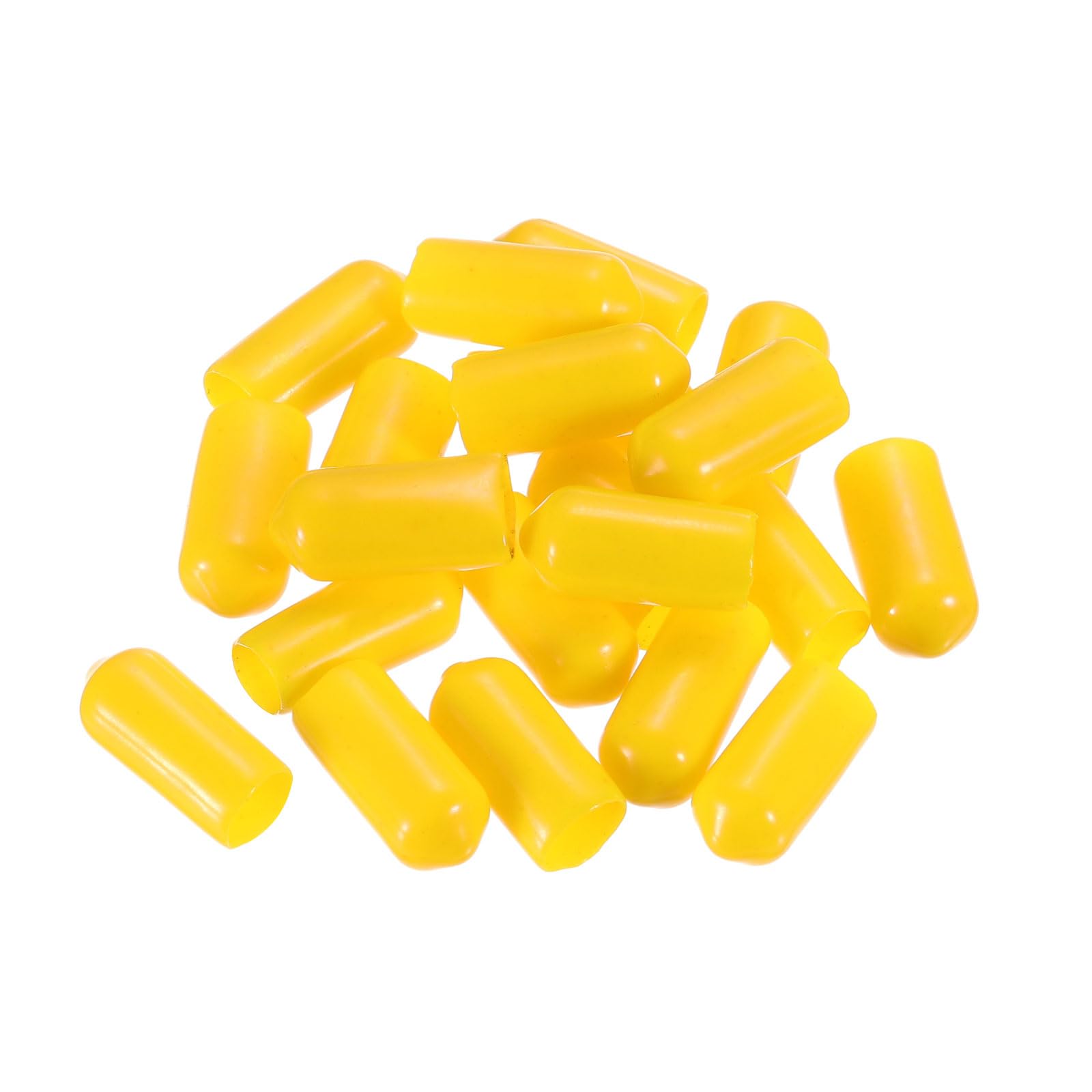 20pcs Rubber End Caps 7mm ID Vinyl PVC Round Tube Bolt Cap Cover Screw Thread Protectors Yellow