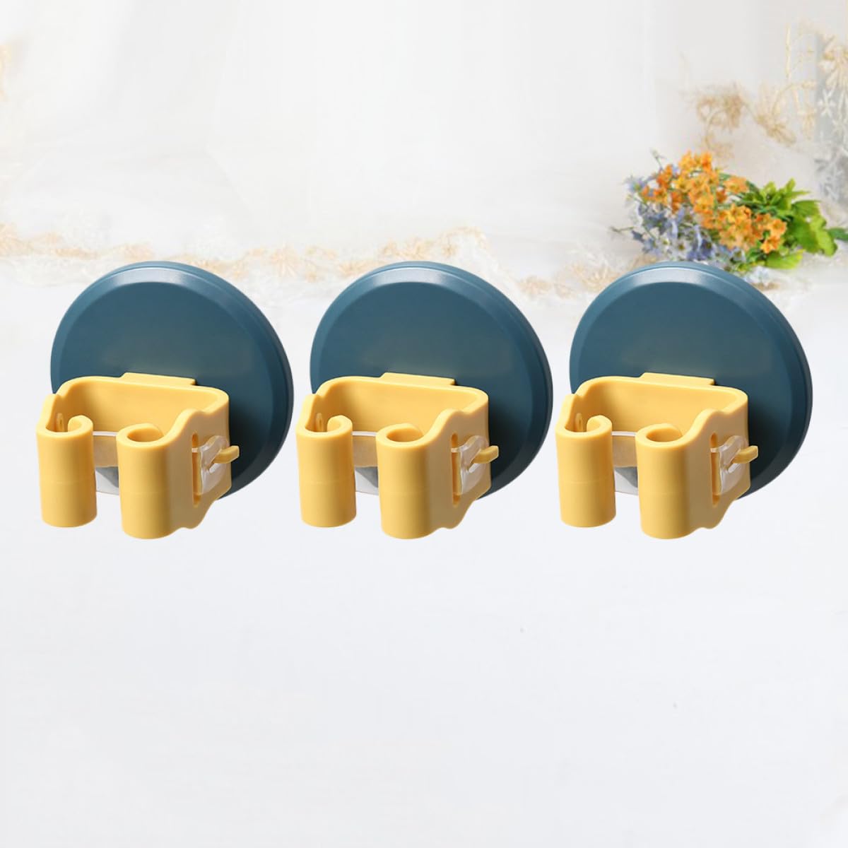 Mop and Broom Holder Wall Mounted with Suction Cup Clamps