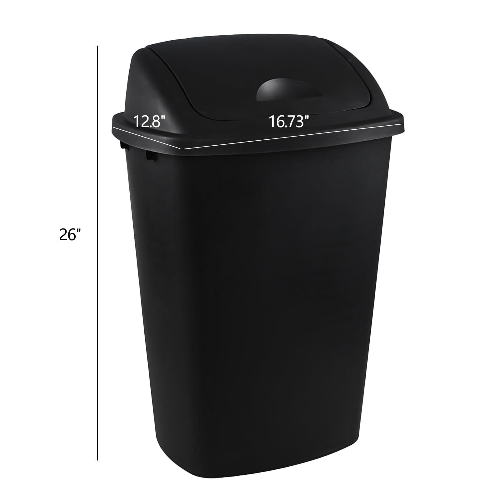 Black 13 Gallon Kitchen Trash Can with Swing Lid (4 Count)