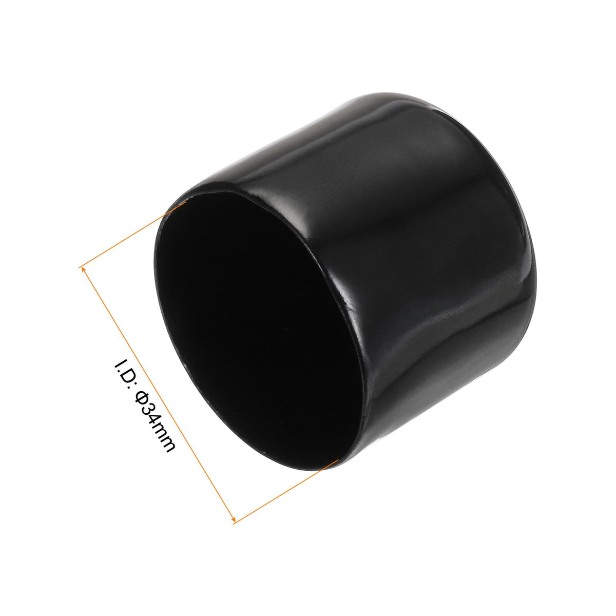 20pcs Rubber End Caps 34mm ID Vinyl PVC Round Tube Bolt Cap Cover Screw Thread Protectors Black