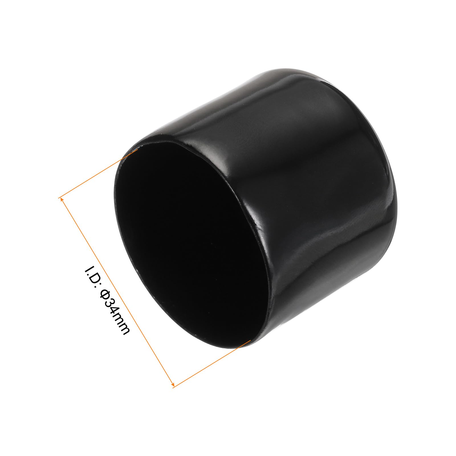 20pcs Rubber End Caps 34mm ID Vinyl PVC Round Tube Bolt Cap Cover Screw Thread Protectors Black