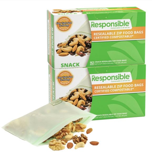 Certified Compostable SNACK Resealable Zip Bag
