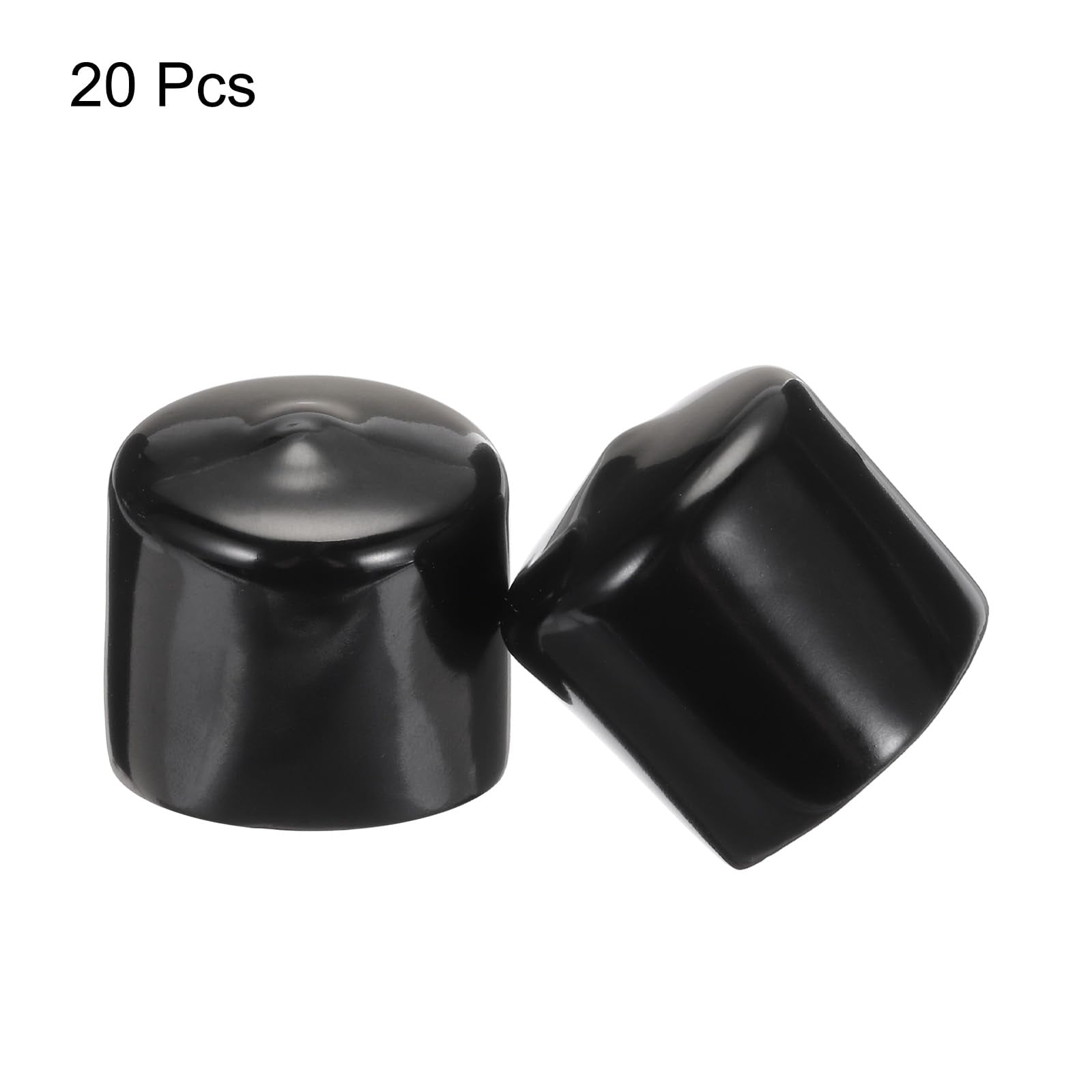 20pcs Rubber End Caps 35mm ID Vinyl PVC Round Tube Bolt Cap Cover Screw Thread Protectors Black