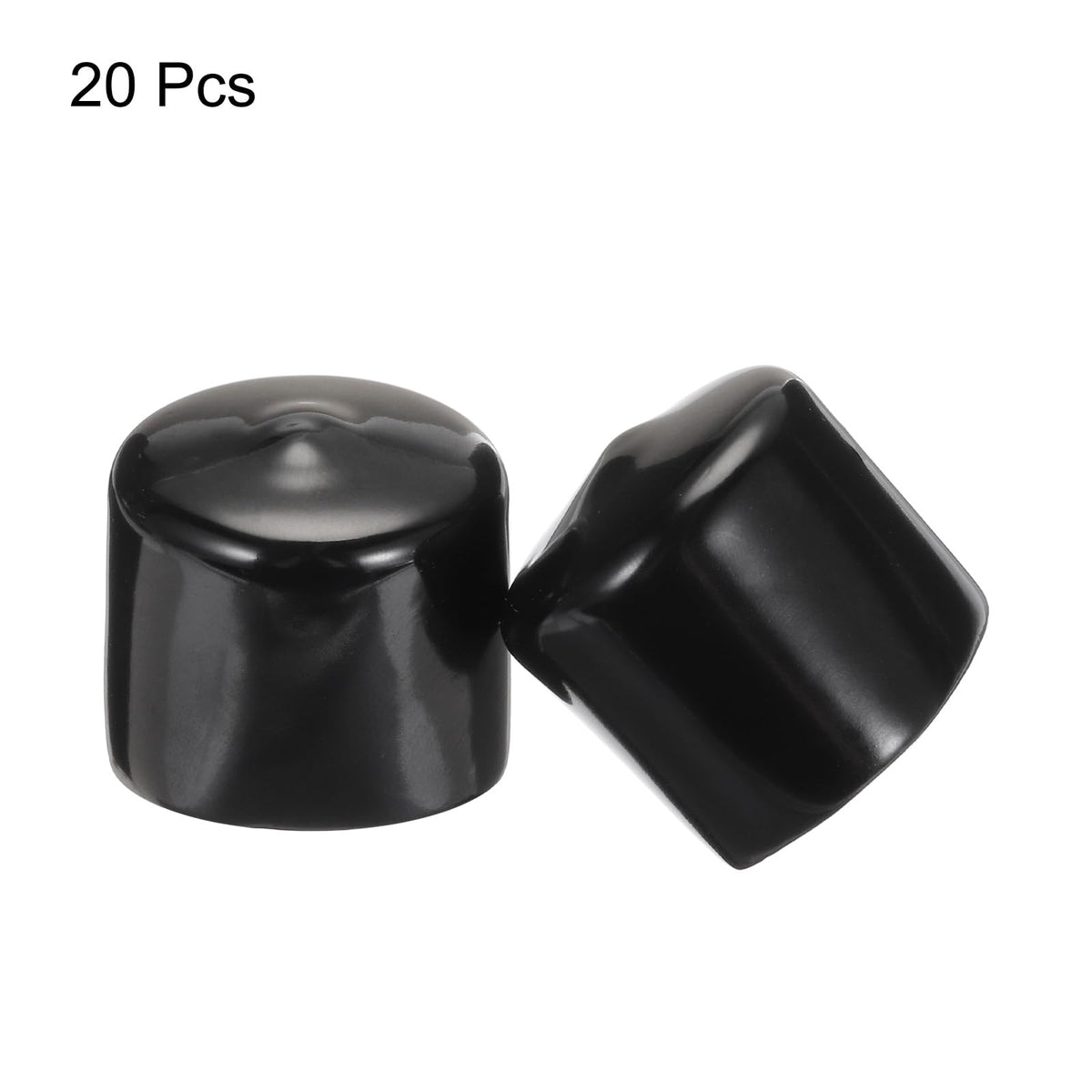 20pcs Rubber End Caps 34mm ID Vinyl PVC Round Tube Bolt Cap Cover Screw Thread Protectors Black