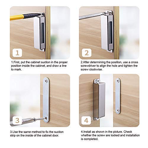 Cabinet Magnets Magnetic Door Catch Stainless Steel Door Magnet for Kitchen Bathroom Cupboard Wardrobe Closet Closures Cabinet Door Drawer Latch 20 lbs (6 Count)