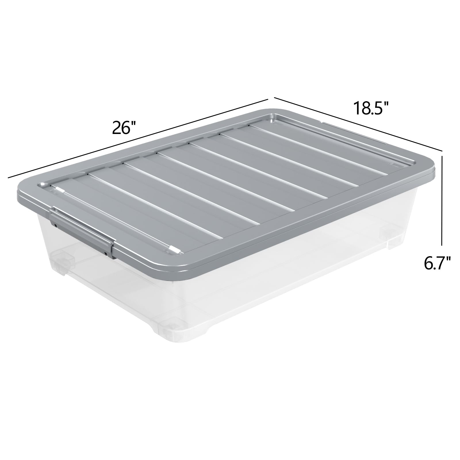 3 Packs Large Clear Wheeled Latching Box (3 Count)