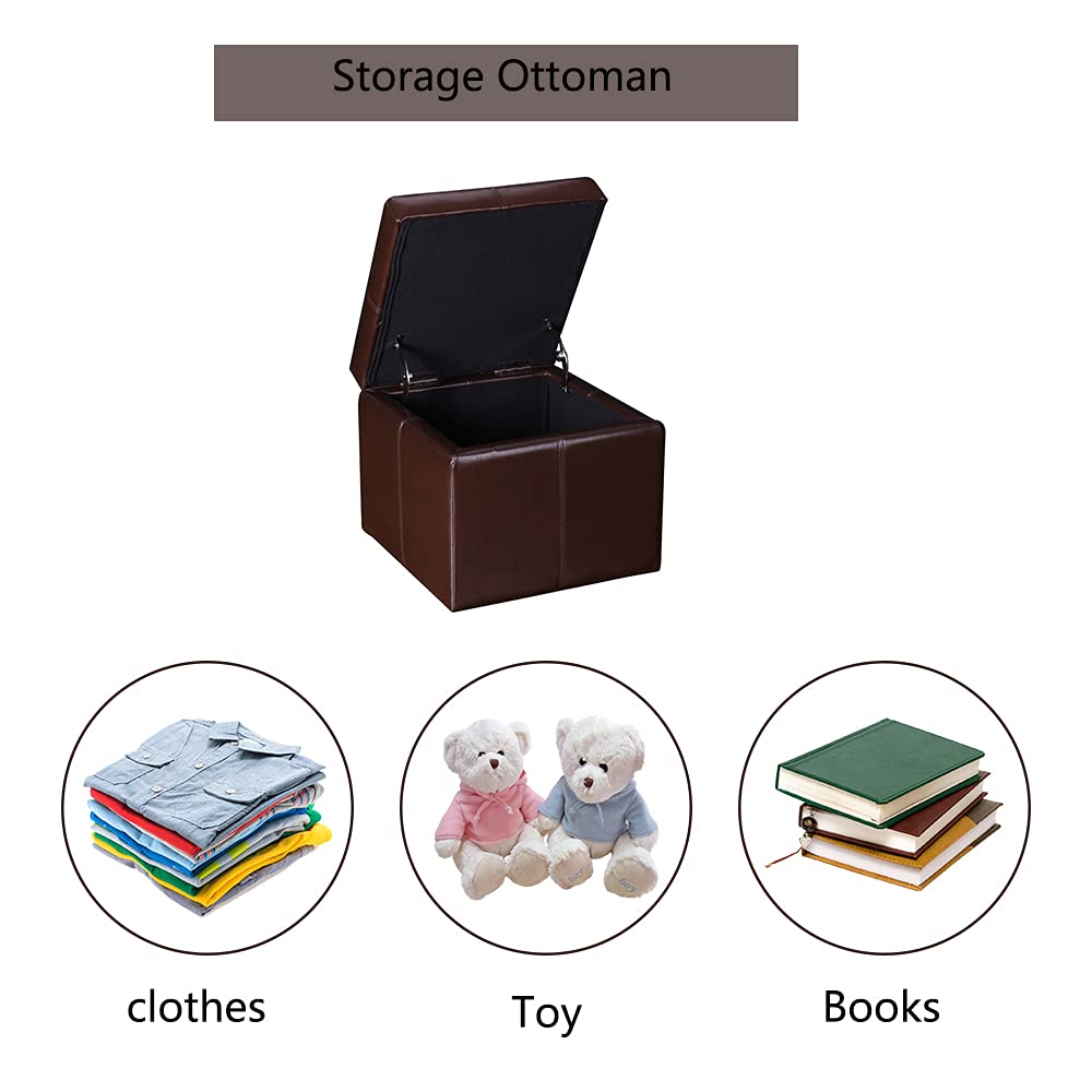 Modern Faux Leather Cube Storage Ottoman Bench with Hidden Storage