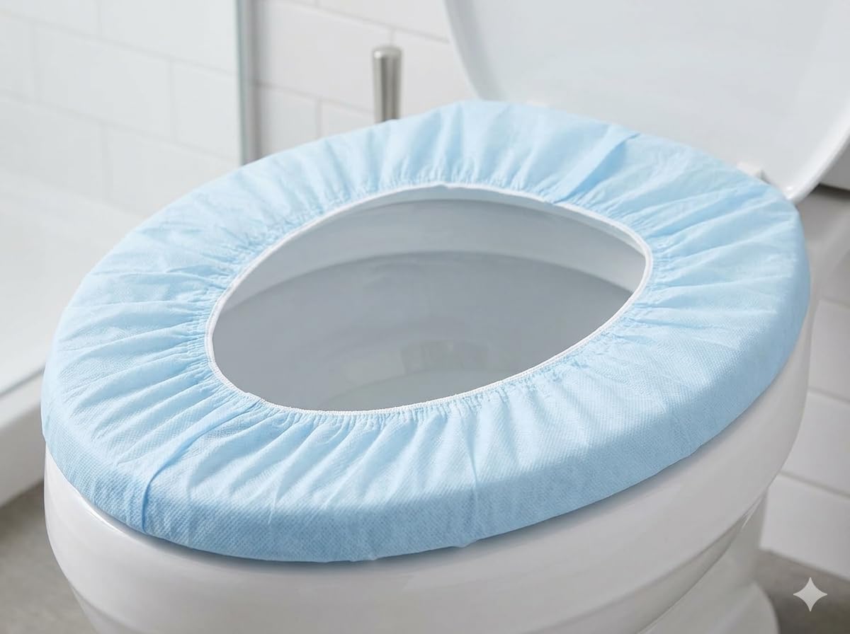 Double-Layer, Elastic Non-Woven Fabric, Disposable Toilet Seat Covers, 10 Individual Pack, Travel, Hotels, Hospital, Home, Public Restroom, Universal Fit, 95% Toilets (10 Count)