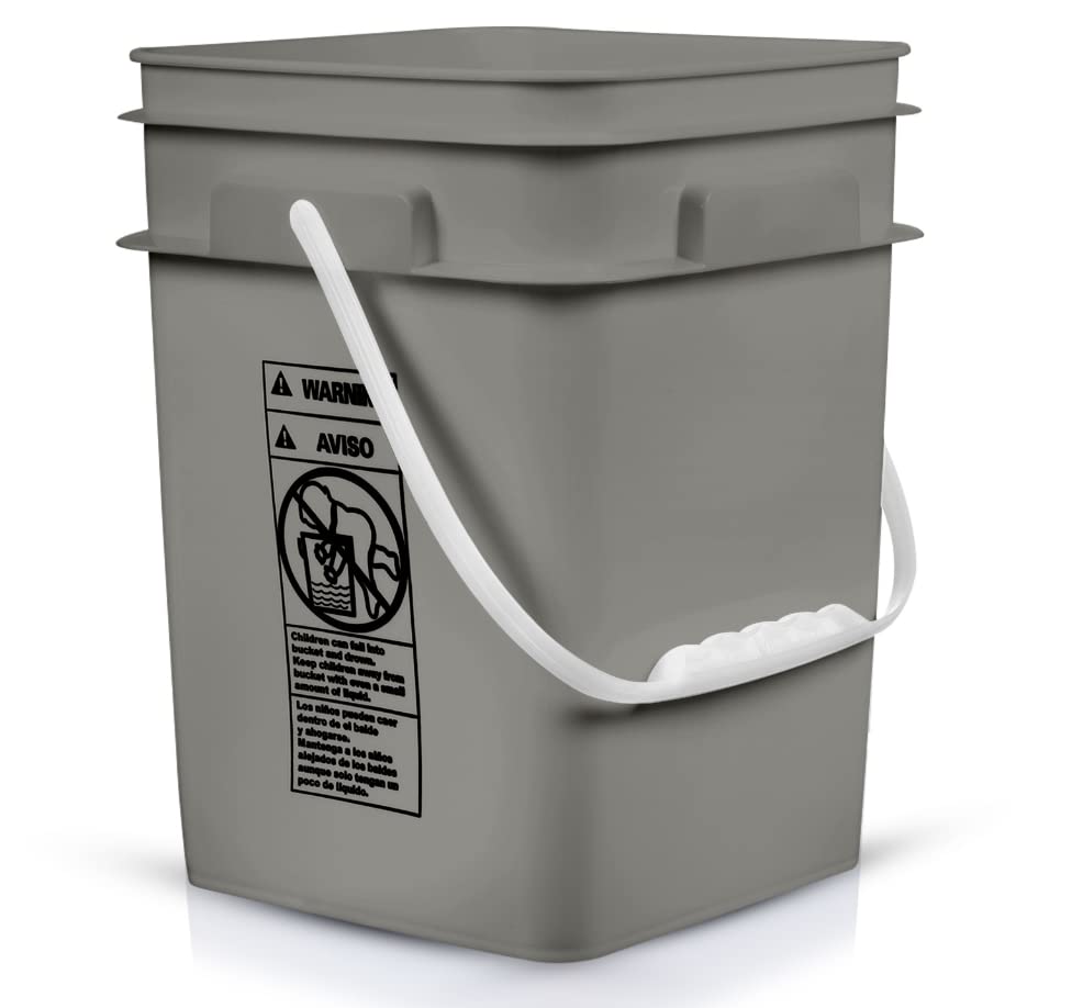 4 Gallon Square Food Grade Bucket Pail with Plastic Handles and Lid