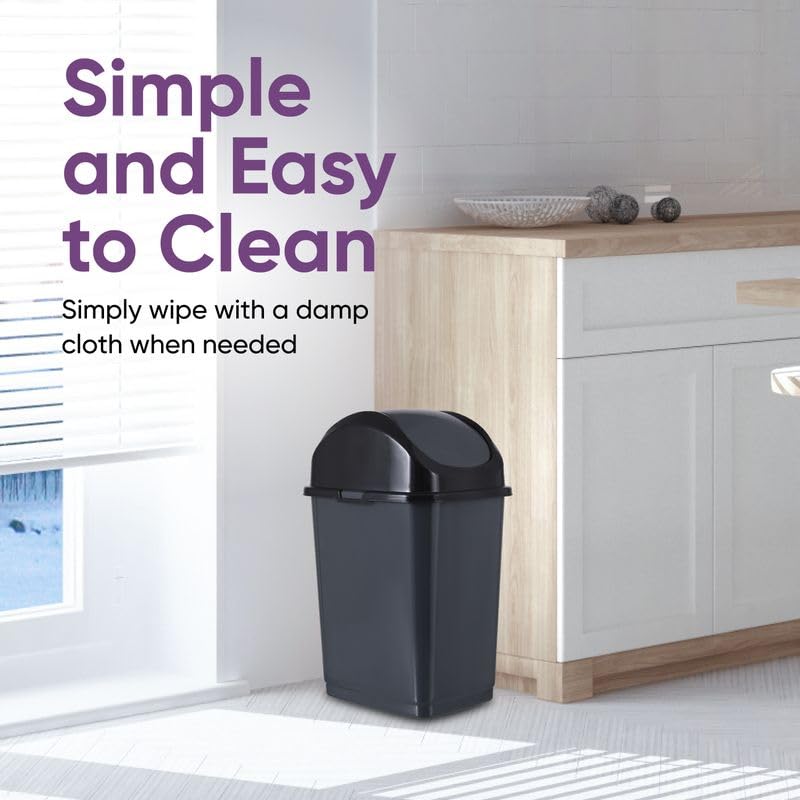 Kitchen Trash Can with Swing Top Lid 9 Gallon Slim Waste Bin 37 Qt Sturdy Plastic Garbage Can Medium Recycling Bin for Office (2 Count)