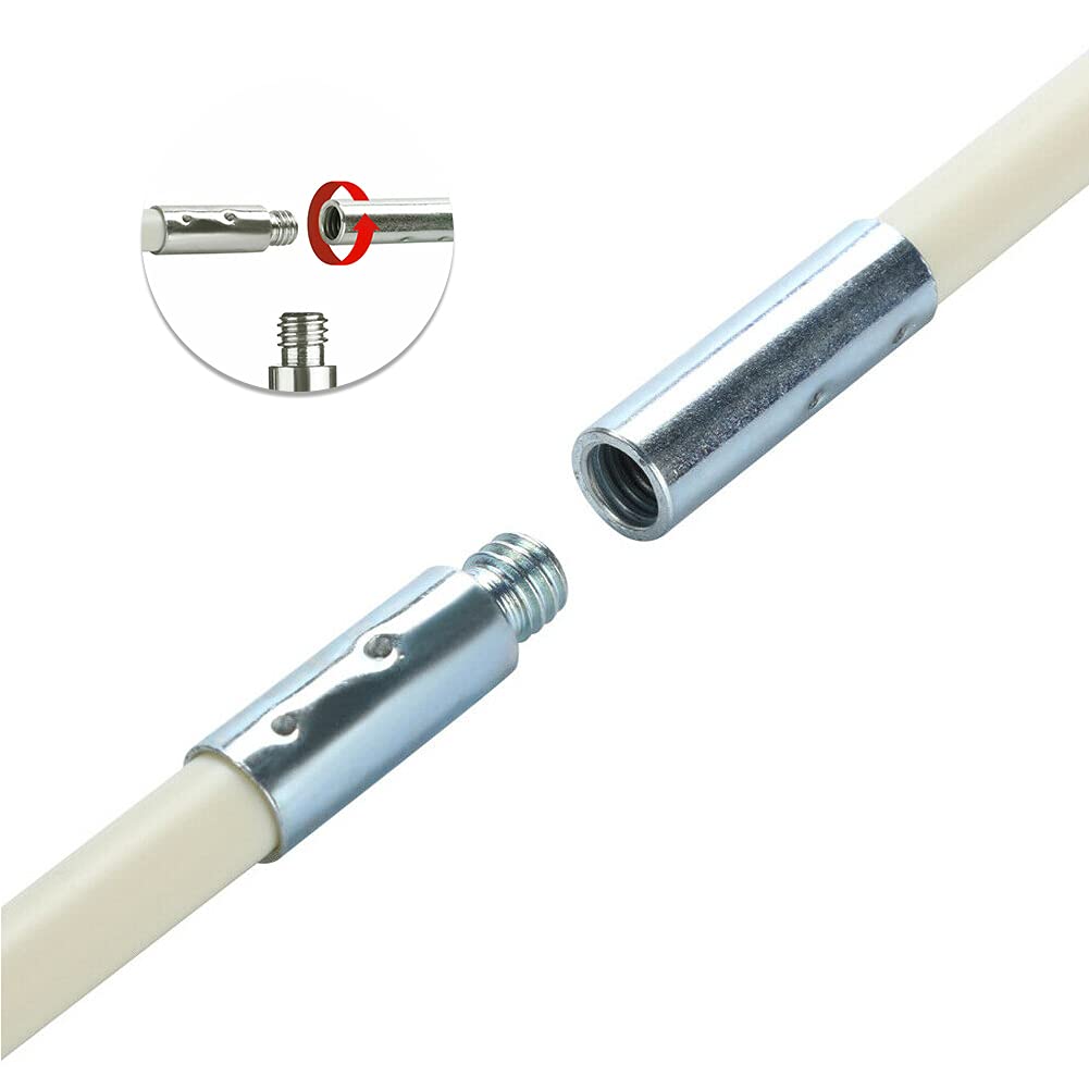 12 Feet Stove Pipe Clean Brush Extension Rods Flexible Fireplace Chimney Brush Stove Pipe Brush Rod Rotary Air Duct Dryer Vent Cleaner Rods Flue Brush Chimney Sweep Kit with Brush Head (10 Count)