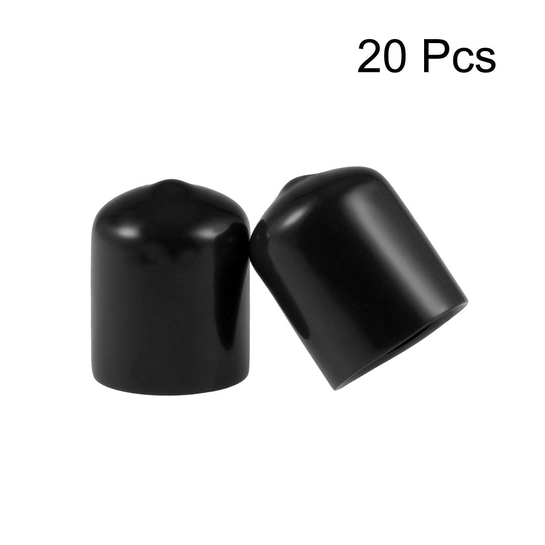 20pcs Rubber End Caps 19mm ID Vinyl Round Tube Bolt Cap Cover Thread Protectors Black (20 Count)