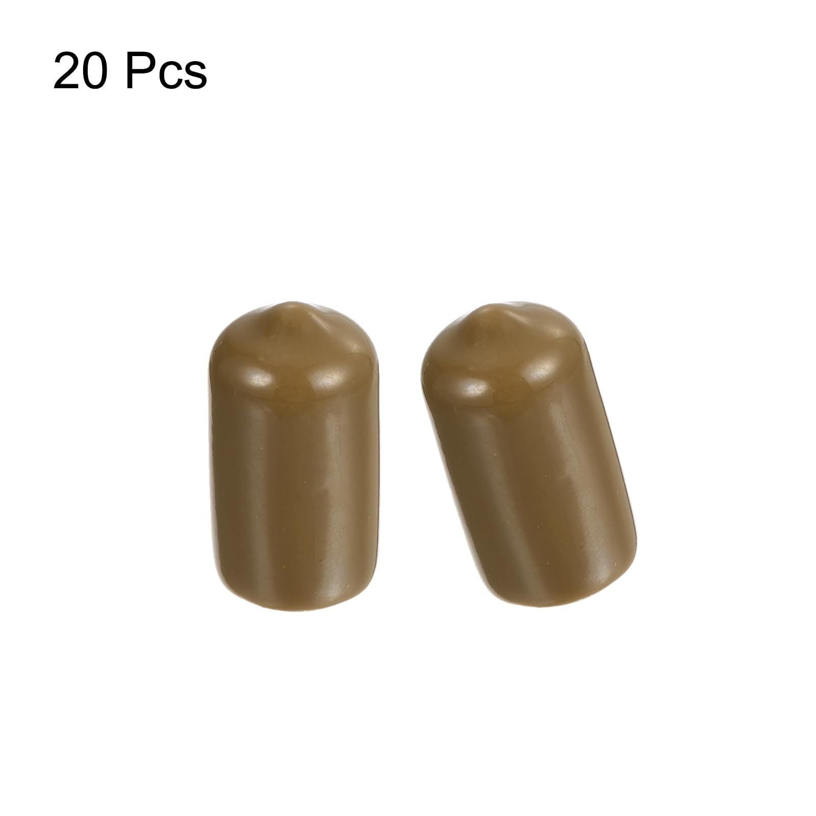 20pcs Rubber End Caps 11mm ID Vinyl PVC Round Tube Bolt Cap Cover Screw Thread Protectors Light Brown