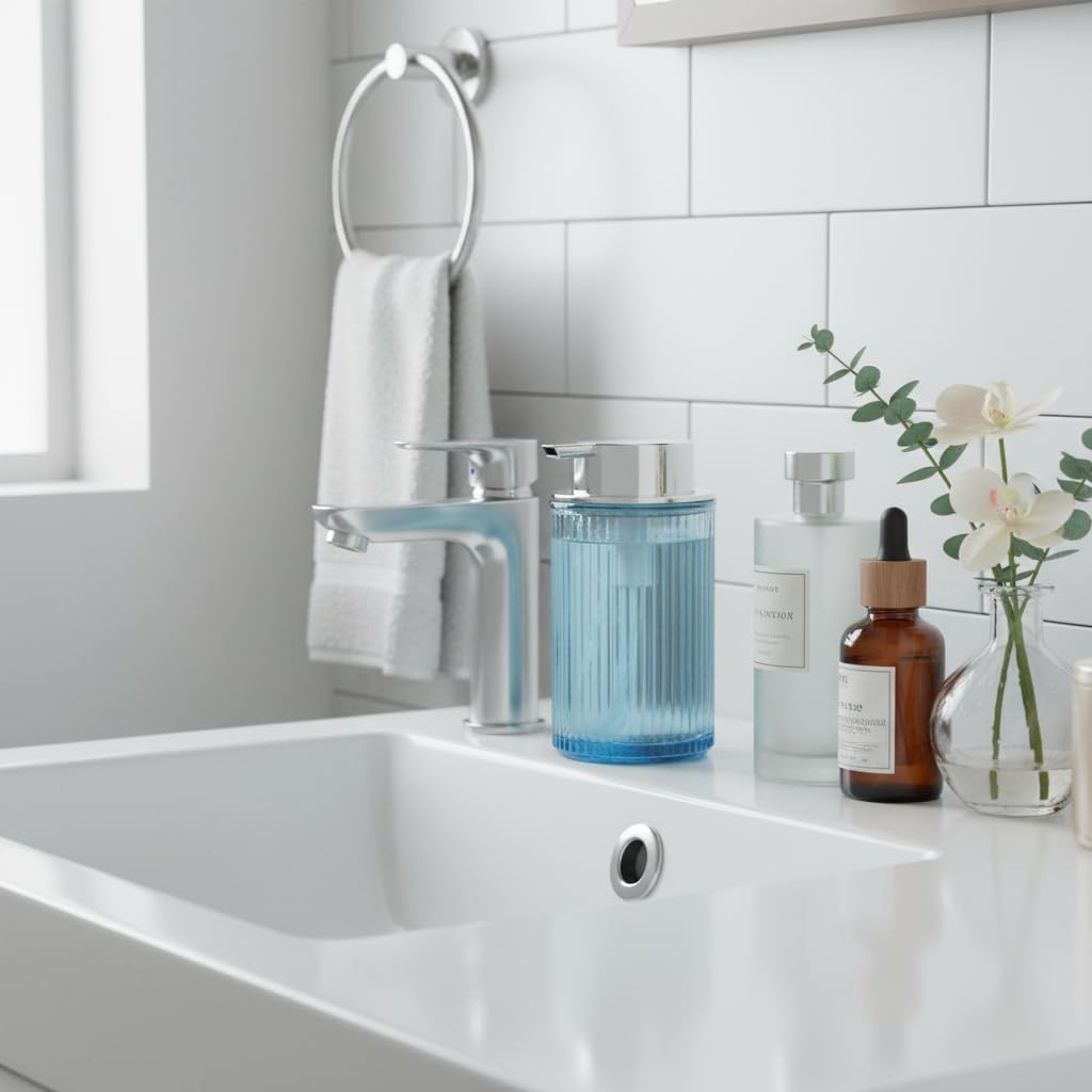 Foaming Soap Dispenser Bathroom Blue Glass Foam Hand Soap Dispenser