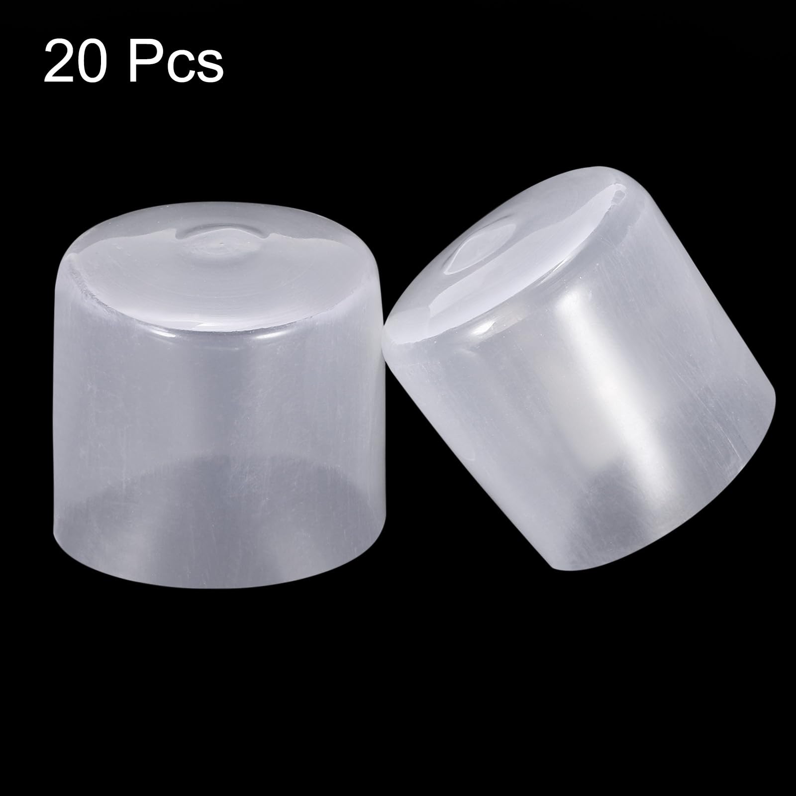 20pcs Rubber End Caps 32mm ID Vinyl PVC Round Tube Bolt Cap Cover Screw Thread Protectors Clear