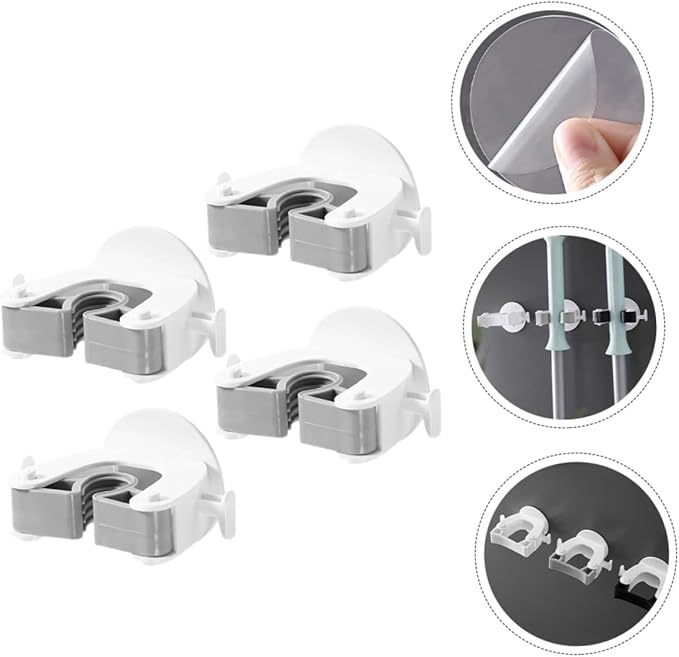 4pcs Broom Hanger Wall Mount Mop Clip Safe Material for Strong and Storage Easy Wall Installation