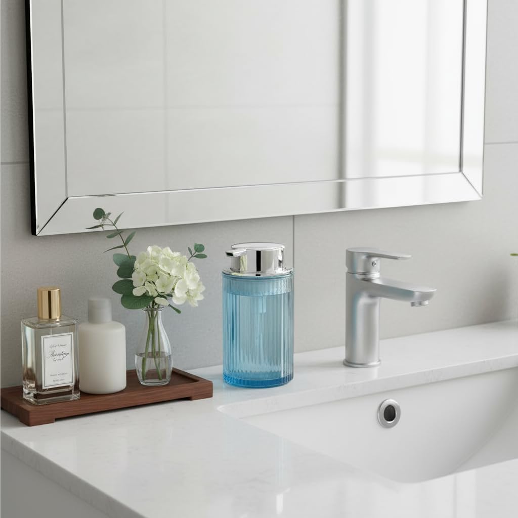 Foaming Soap Dispenser Bathroom Blue Glass Foam Hand Soap Dispenser