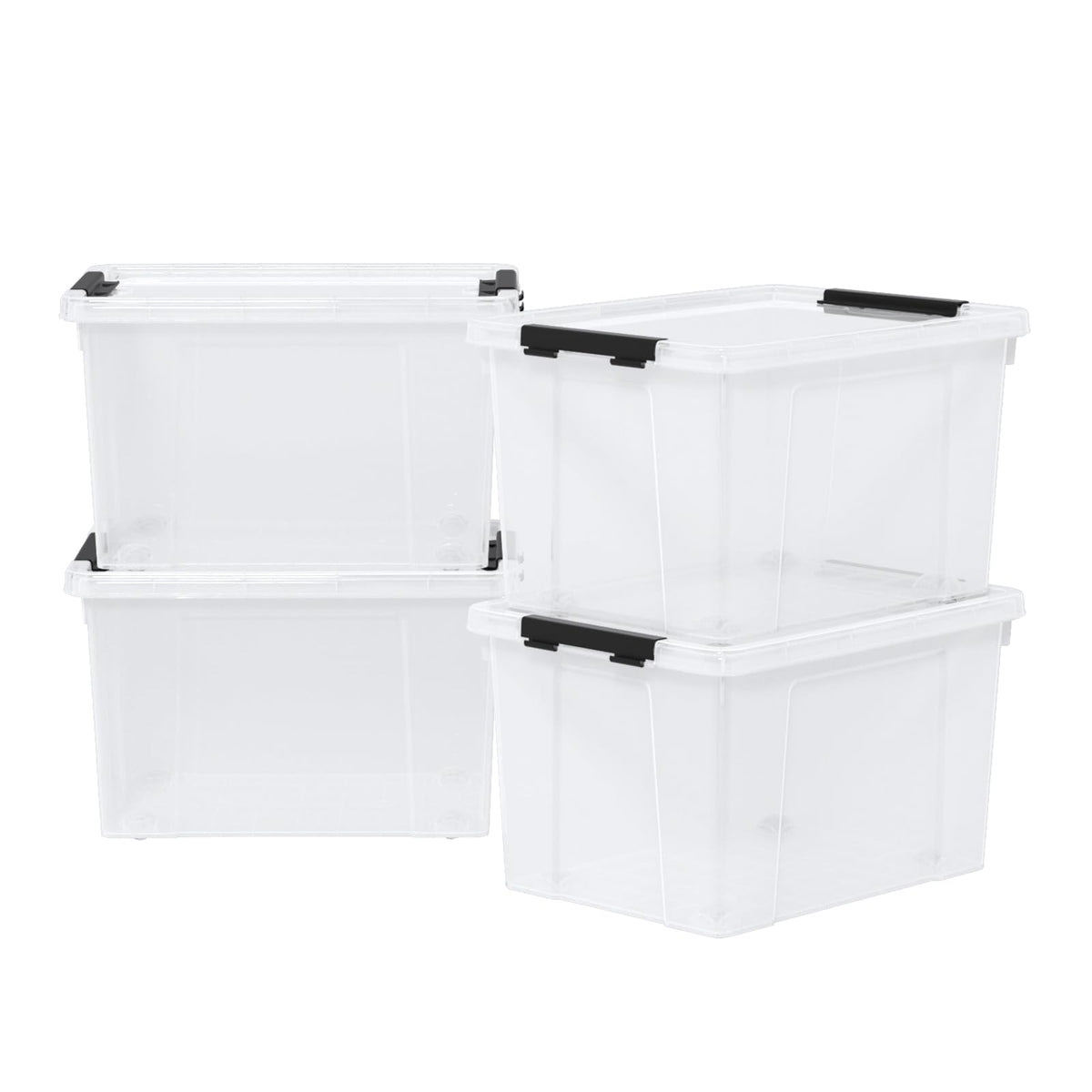 23 L Clear Plastic Storage Box with Lid and Wheels (4 Count)