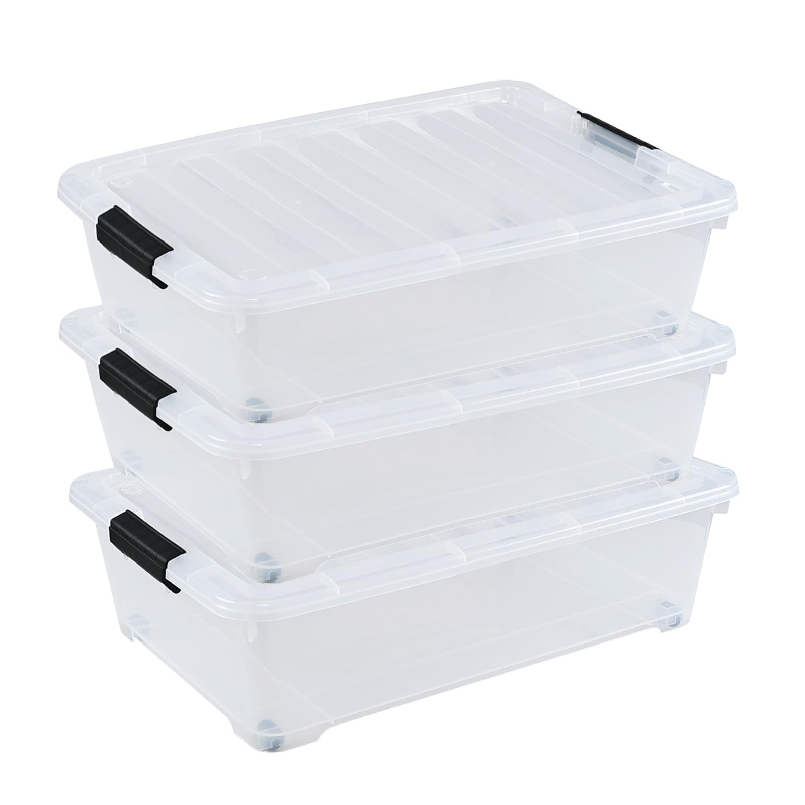 3 Pack 20 Quart Plastic Wheeled Latching Storage Boxes (3 Count)