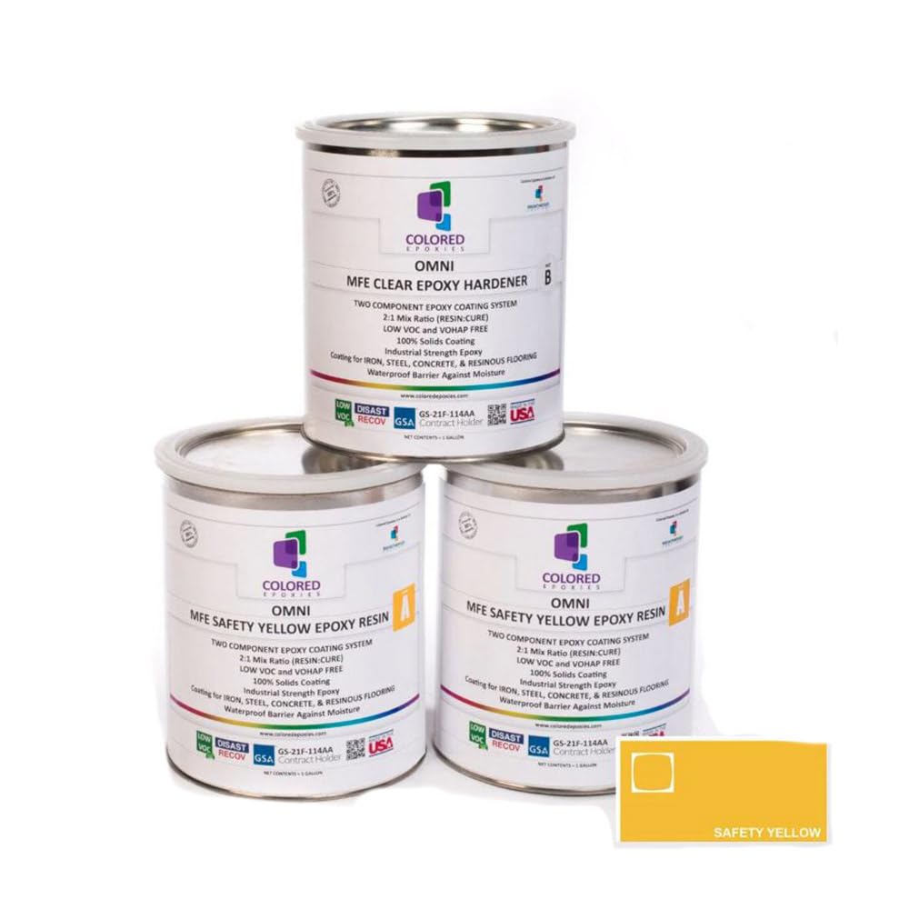 Safety Yellow Epoxy Resin Coating Made with Beautiful and Vibrant Pigments (1920 Fl Oz)