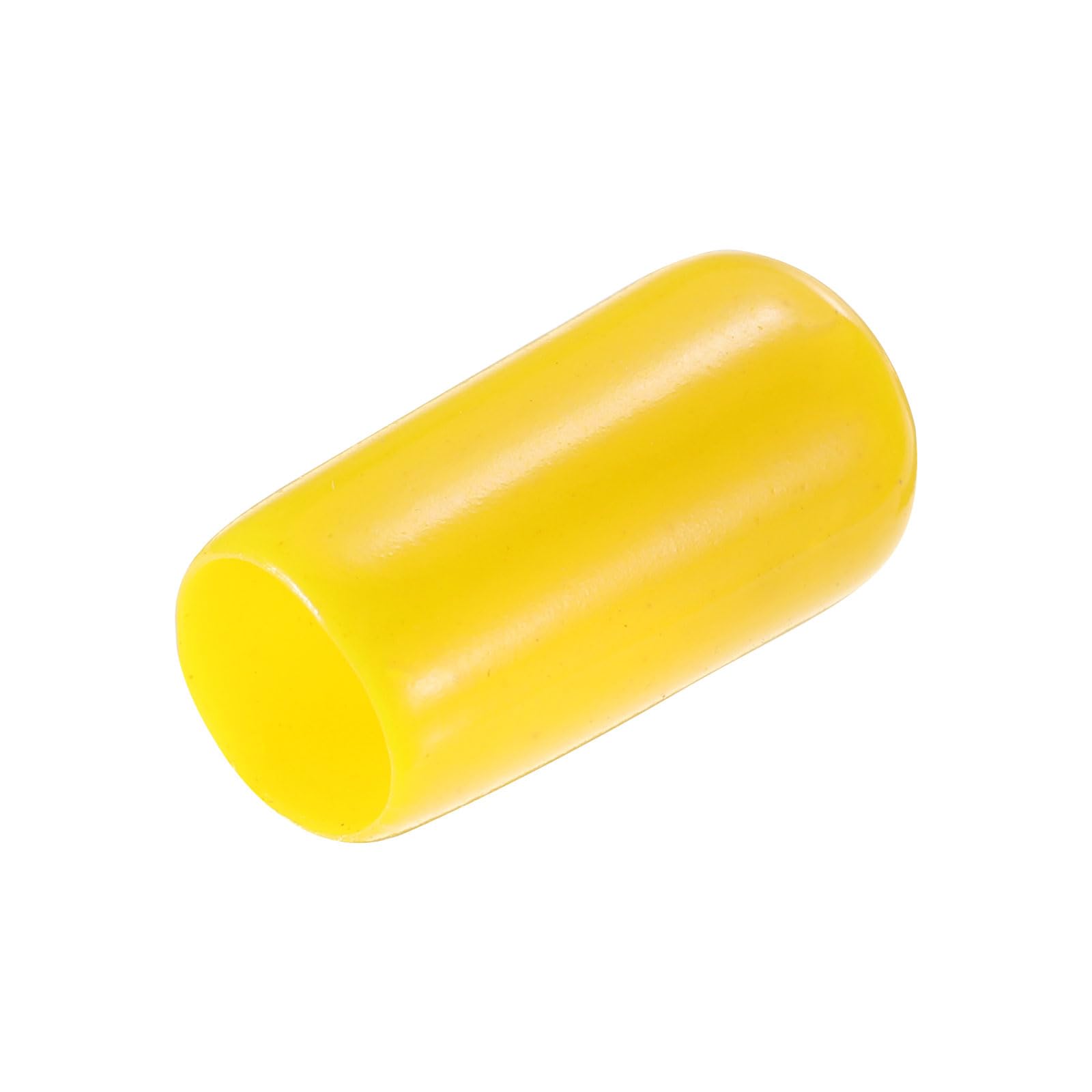 20pcs Rubber End Caps 7mm ID Vinyl PVC Round Tube Bolt Cap Cover Screw Thread Protectors Yellow