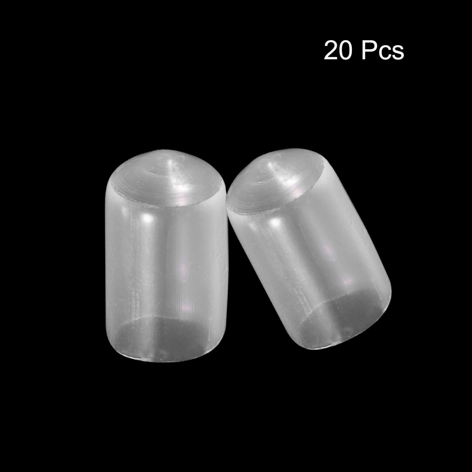 20pcs Rubber End Caps 9mm ID Vinyl PVC Round Tube Bolt Cap Cover Screw Thread Protectors Clear