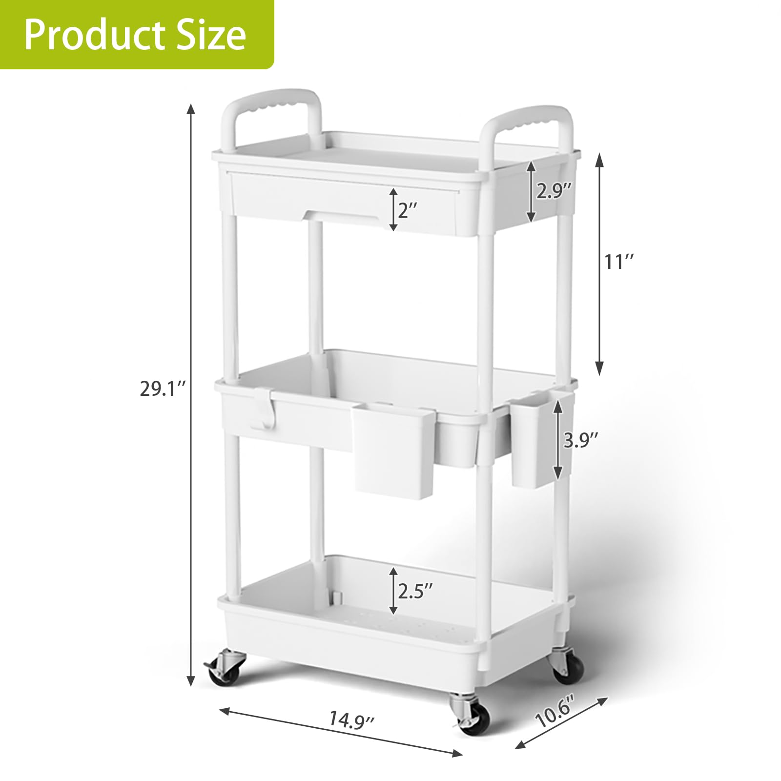 3 Tier Rolling Cart Organizer