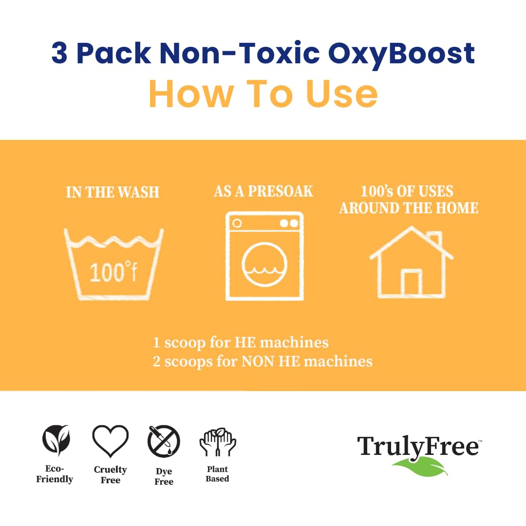 OxyBoost Oxygen Whitener & Clothes Stain Remover Laundry Detergent Powder with Sodium Percarbonate (37.5 Ounce)