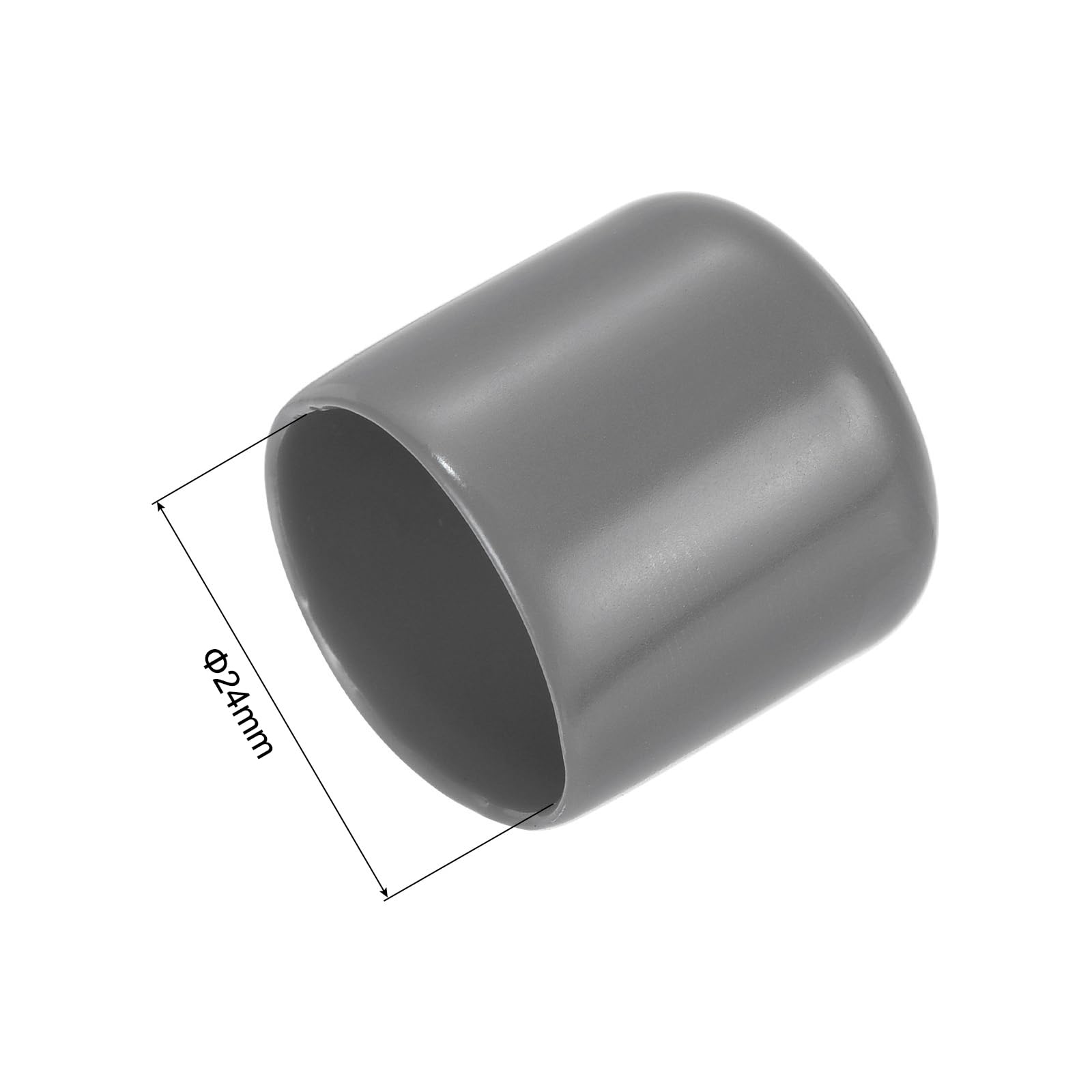 20pcs Rubber End Caps 24mm ID Vinyl PVC Round Tube Bolt Cap Cover Screw Thread Protectors Dark Grey